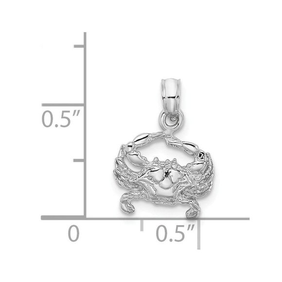 14K White Gold 2-D Blue Crab Charm - Picture 4 of 4